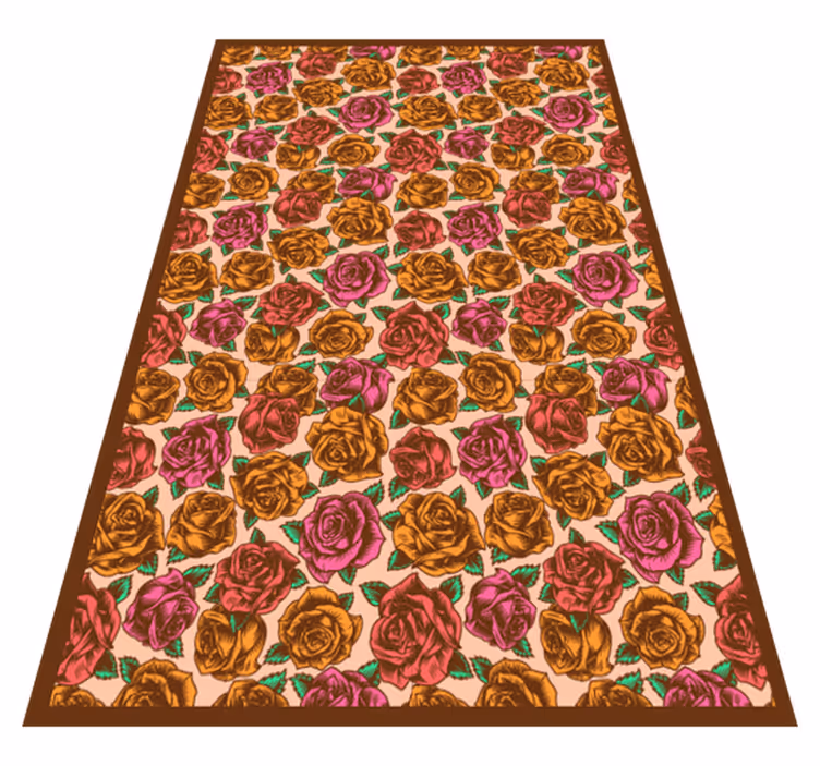 Roos patroon vinyl tapijt bloemen en planten - TenStickers