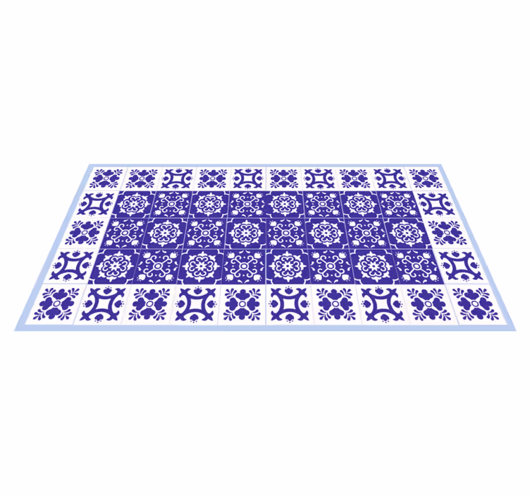 Blauw keramisch patroon vinyl tapijt badkamer - TenStickers