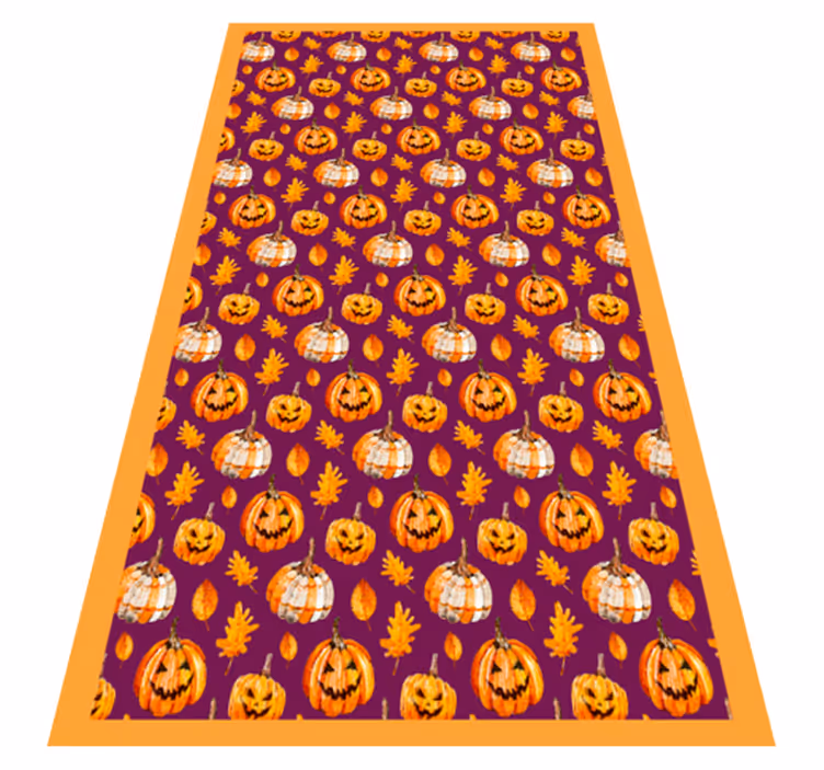 Pompoen patroon vinyl tapijt Halloween - TenStickers