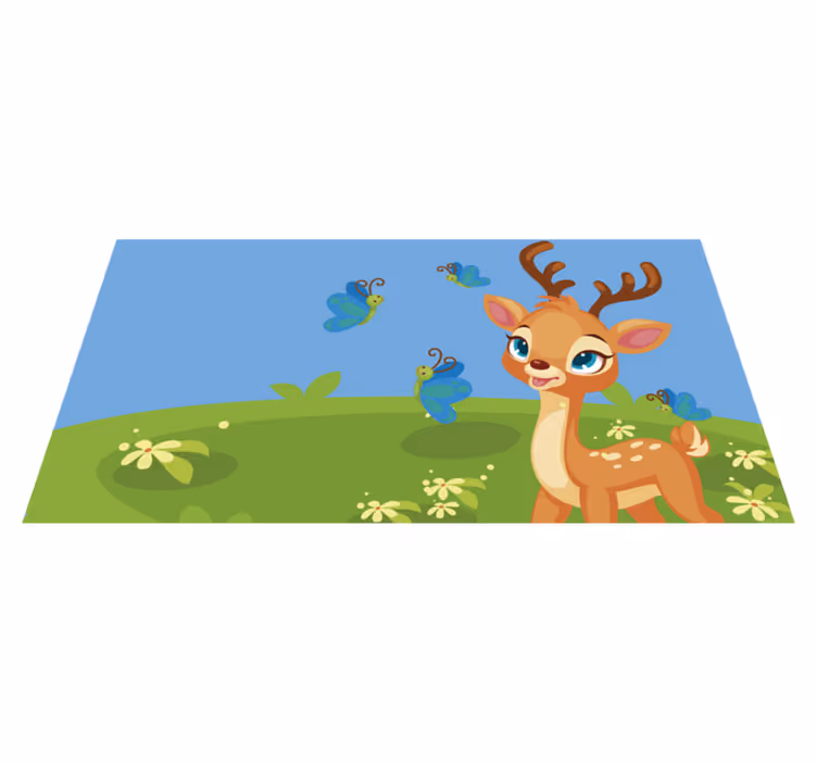 Reekalf weide tafereel vinyl tapijt kind - TenStickers