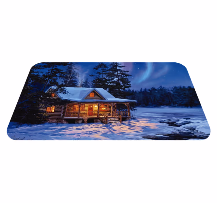 Winterhut scène vinyl tapijt kerstmis - TenStickers