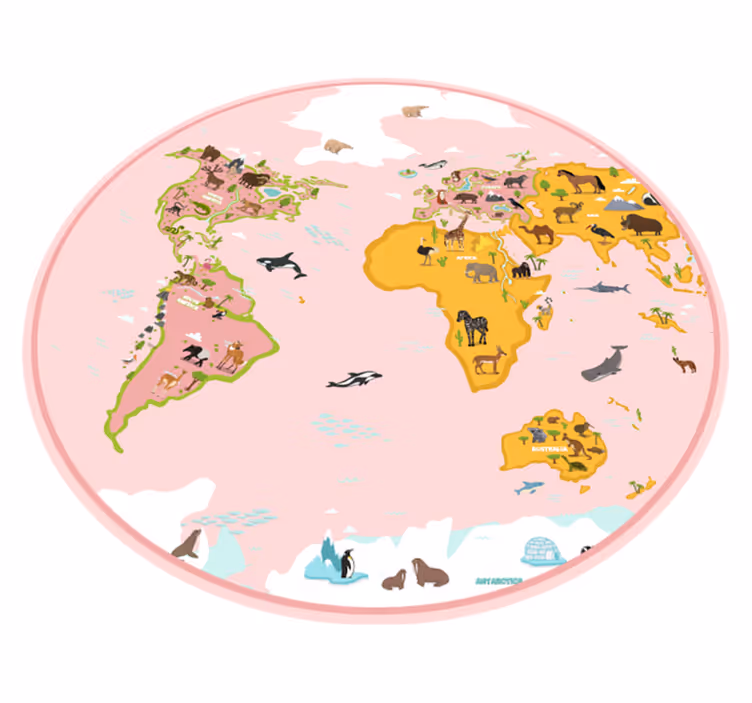 Educatief vinyl tapijt wereldkaart - TenStickers