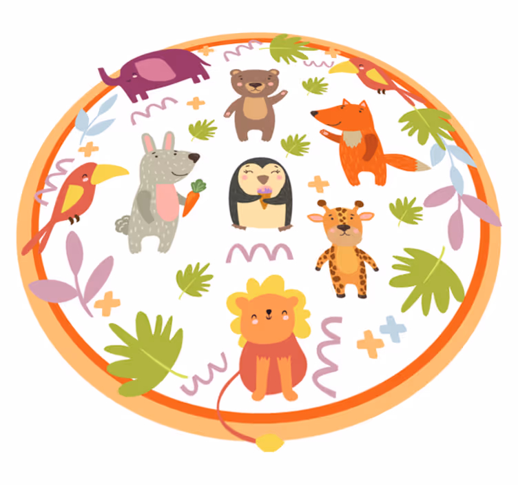 Circulaire junglesafari vinyl tapijt kind - TenStickers