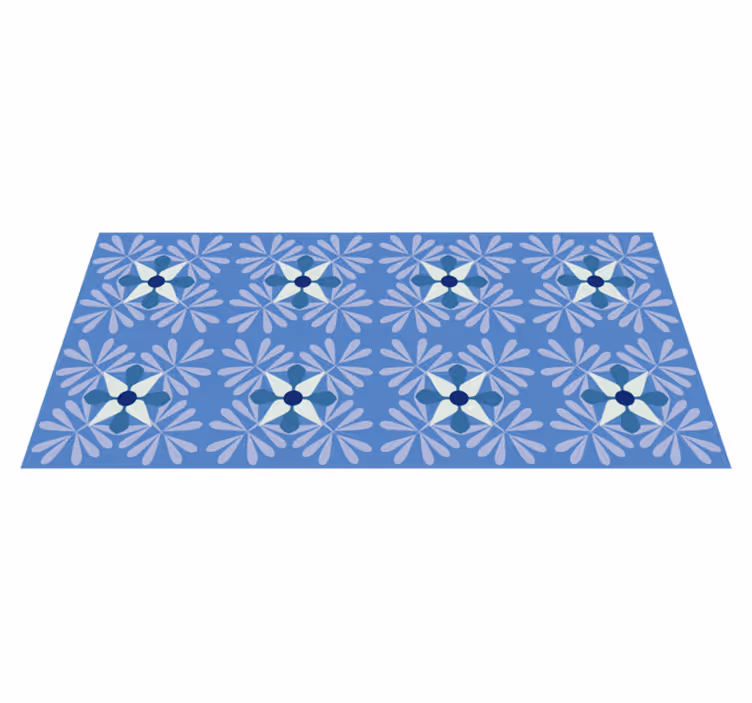 Bloemsymmetriepatroon vinyl tapijt bloemen en planten - TenStickers