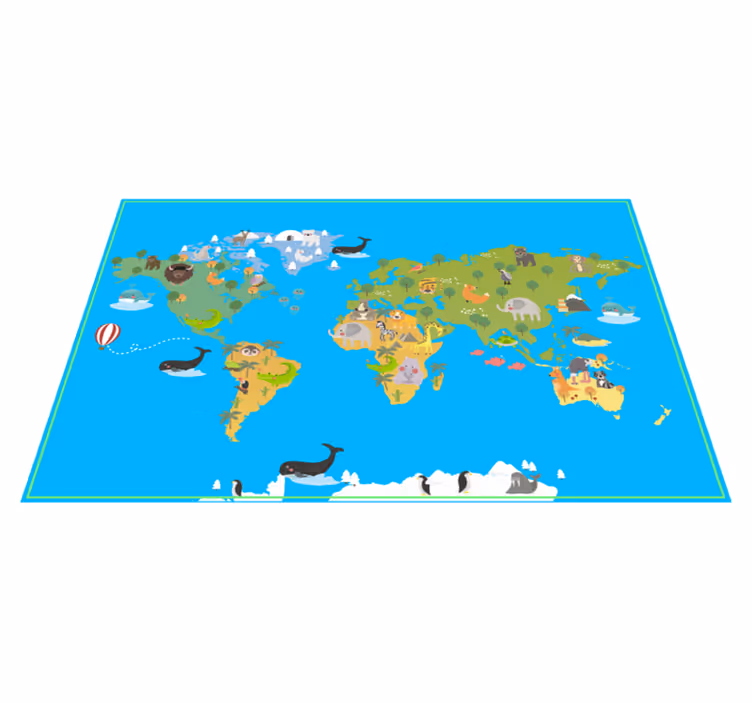 Educatieve wereld vinyl tapijt wereldkaart - TenStickers