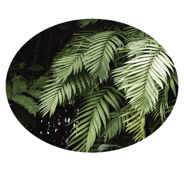 Tropische bladcirkel vinyl tapijt bloemen en planten - TenStickers