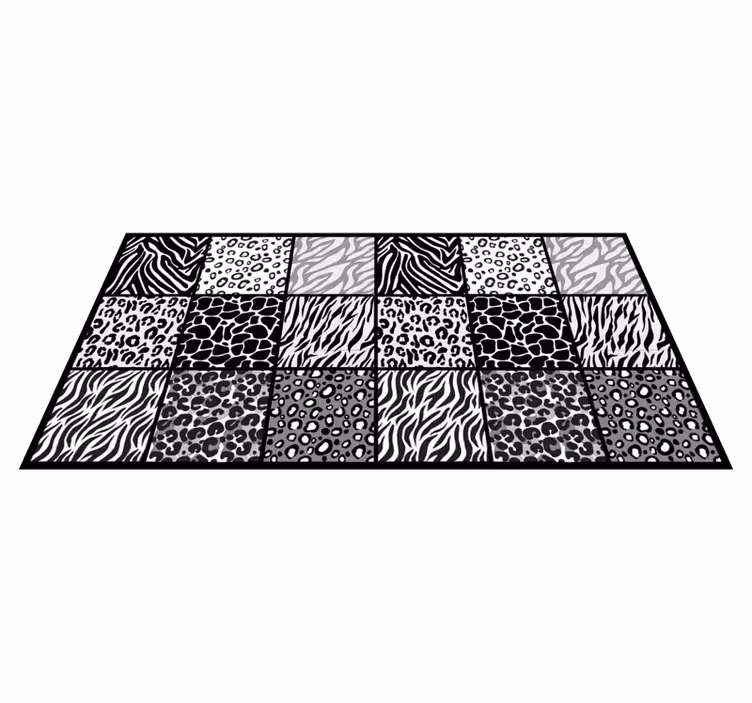 Monochrome safari vinyl vloerkleed dierenprint - TenStickers