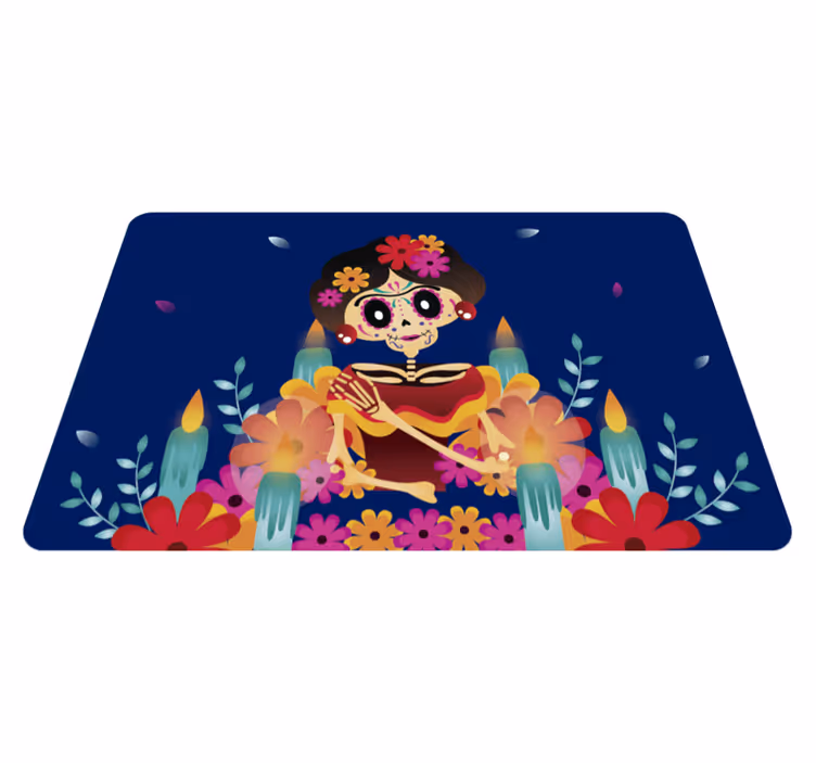 Feestelijk skelet vinyl tapijt Halloween - TenStickers