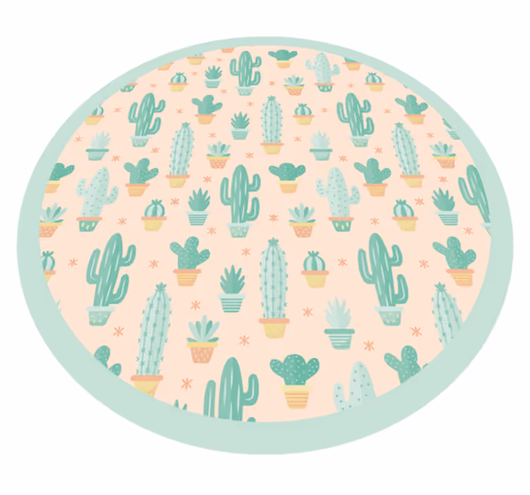 Cactussen cirkelpatroon vinyl tapijt kind - TenStickers