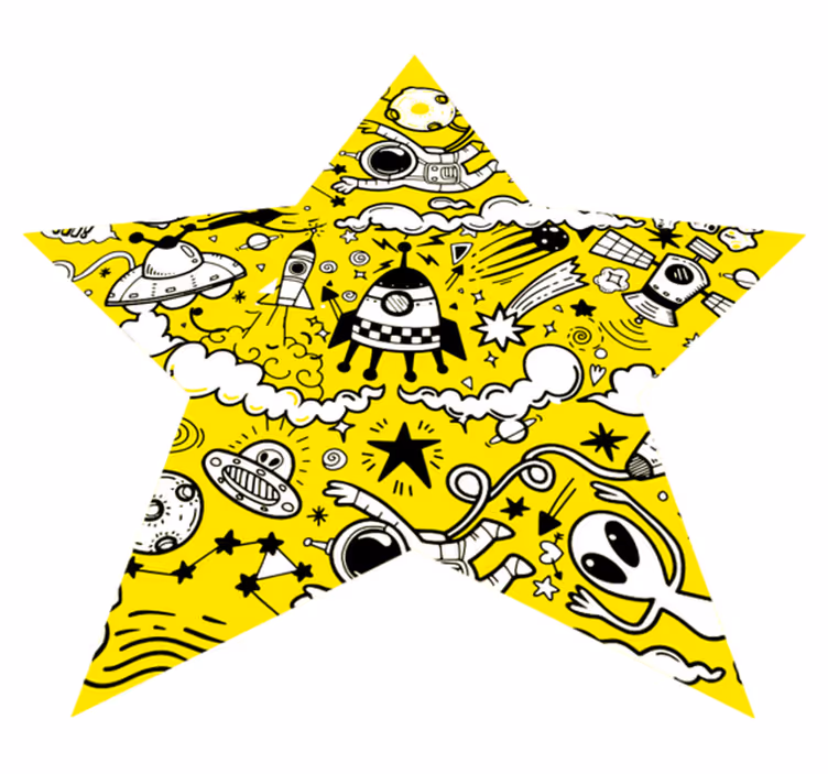 Buitenaardse doodle ster vinyl tapijt kind - TenStickers