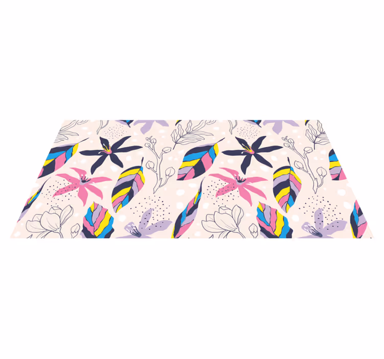 Bloemige fantasie vinyl tapijt bloemen en planten - TenStickers