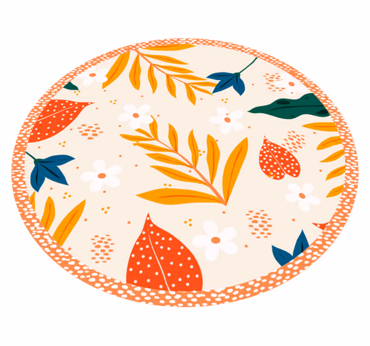 Herfst botanisch patroon vinyl tapijt bloemen en planten - TenStickers