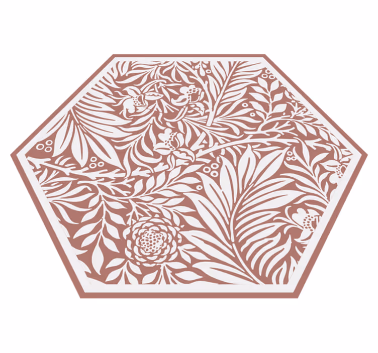 Bloemige symmetrie zeshoek vinyl tapijt bloemen en planten - TenStickers