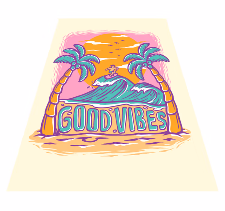 Goede vibes surfen vinyl tapijt tiener - TenStickers