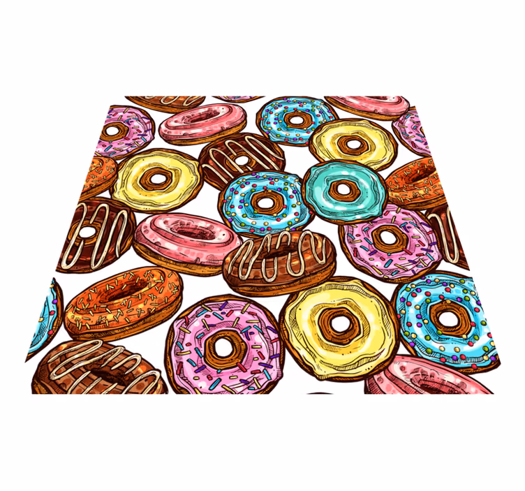Kleurrijke donutcollectie vinyl tapijt meer kinderen - TenStickers