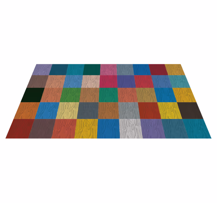 Veelkleurig dambord vinyl tapijt houtstructuur - TenStickers