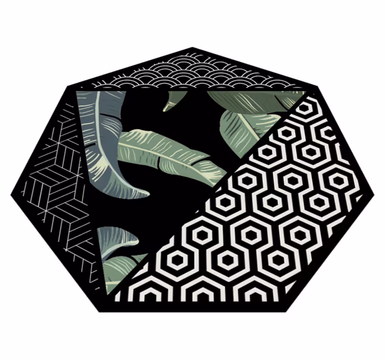 Botanische zeshoek vinyl tapijt bloemen en planten - TenStickers