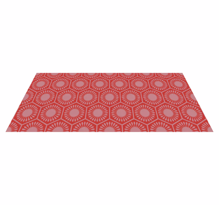 Zeshoekige bloemen motief vinyl tapijt geometrisch - TenStickers