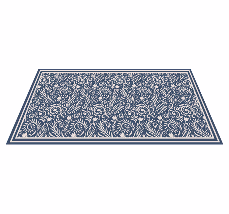 Moderne vinyl vloerkleed Witte contouren van bloemen - TenStickers