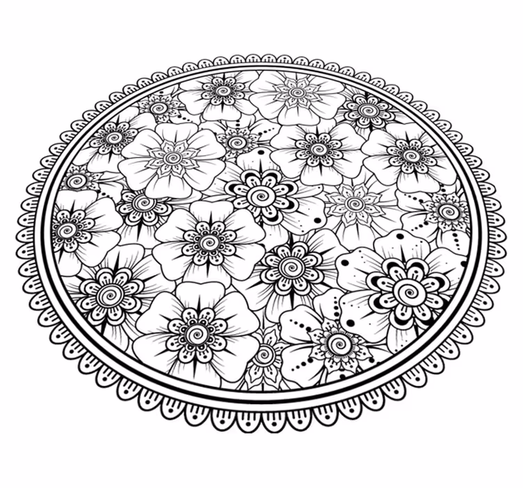 Vinyl tapijt mandala bloemenpatroon - TenStickers