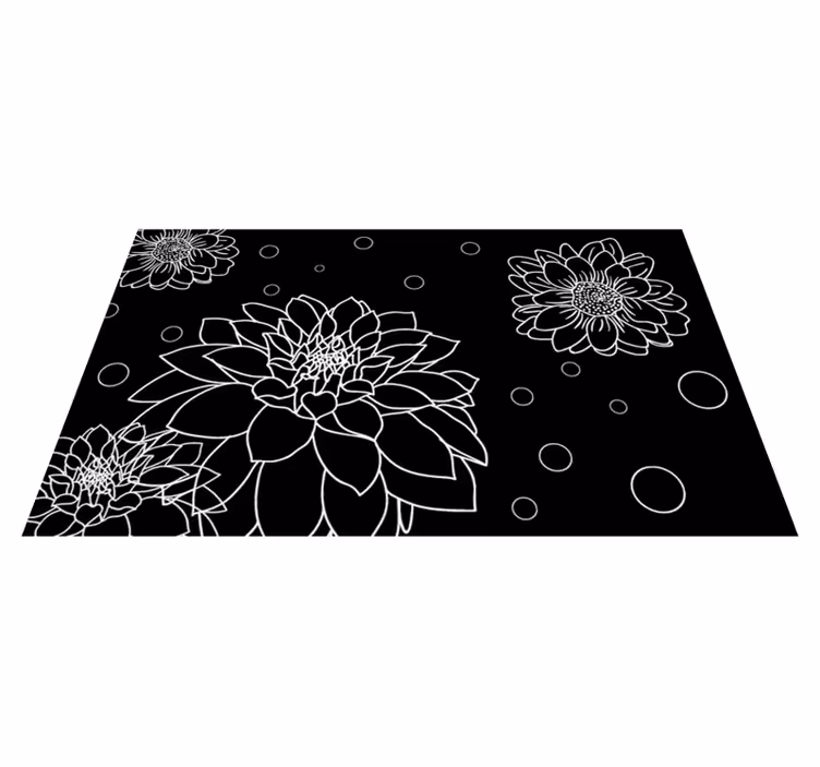 Vinyl tapijt bloemen en planten bloemenlijn contrast - TenStickers