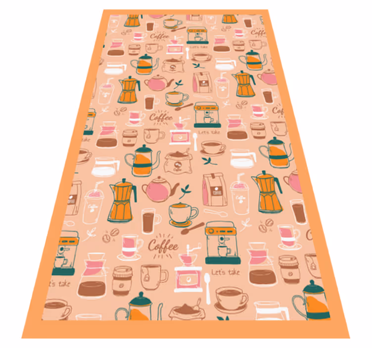 Cafetaria collage vinyl tapijt keuken - TenStickers