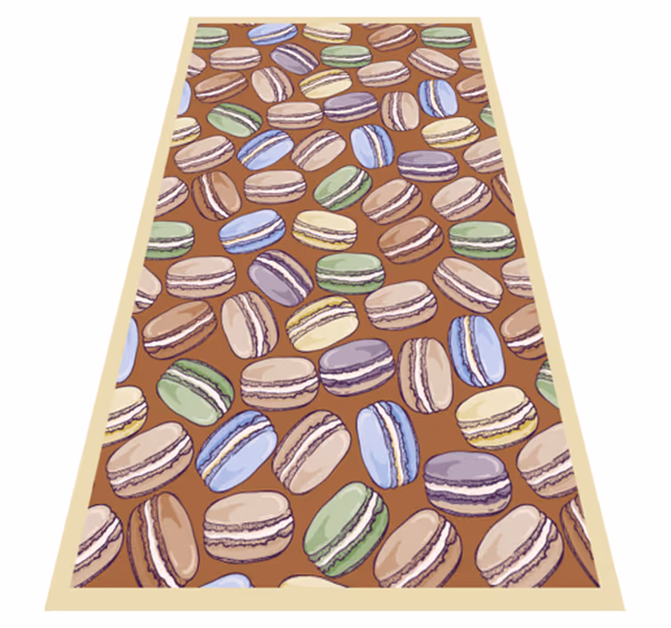 Kleurrijk macaronspatroon vinyl tapijt keuken - TenStickers
