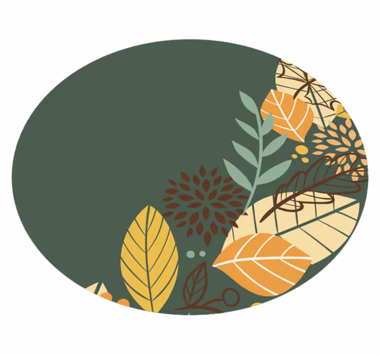 Botanische patrooncirkel vinyl tapijt bloemen en planten - TenStickers