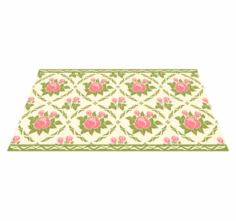 Bloemenroze patroon vinyl tapijt bloemen en planten - TenStickers