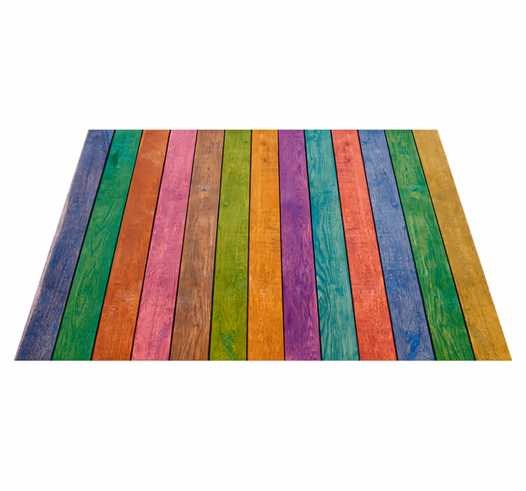Kleurrijk plankpatroon vinyl tapijt houtstructuur - TenStickers