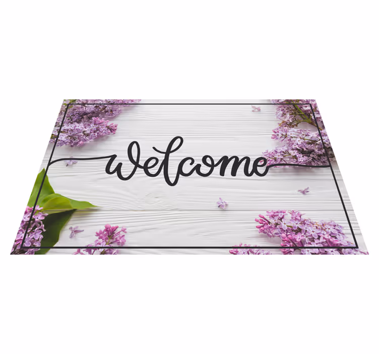 Welkome bloemeningang vinyl tapijt zinnen en teksten - TenStickers