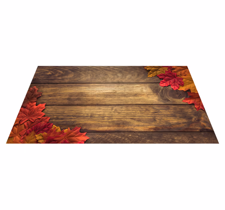 Esthetische herfstbladeren vinyl tapijt houtstructuur - TenStickers