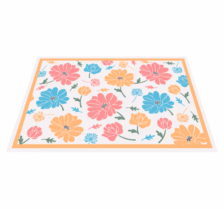 Kleurrijk bloemmotief vinyl tapijt bloemen en planten - TenStickers