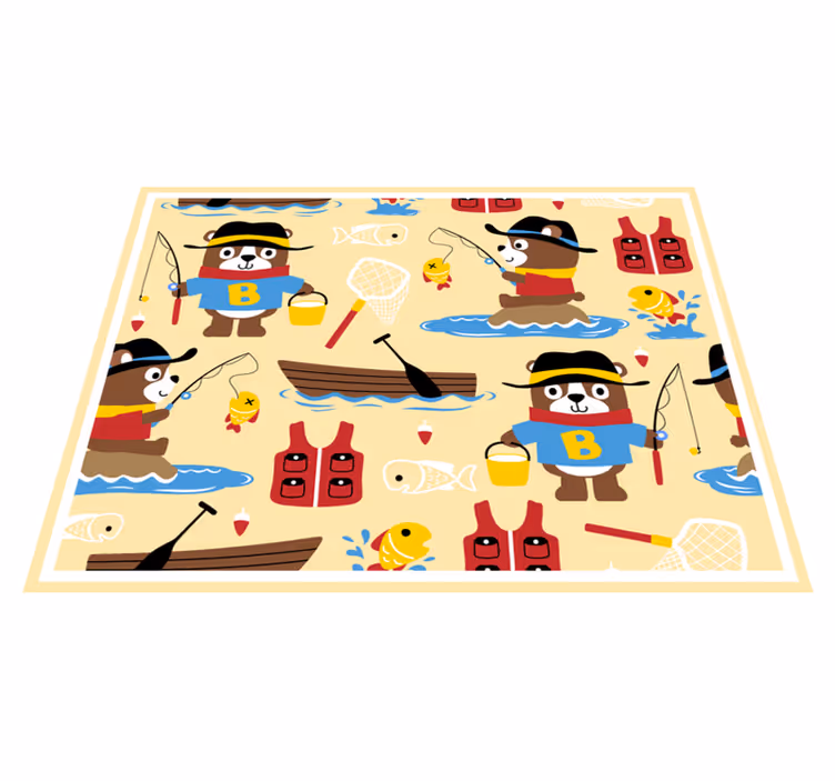 Visbeer avontuur vinyl tapijt kind - TenStickers