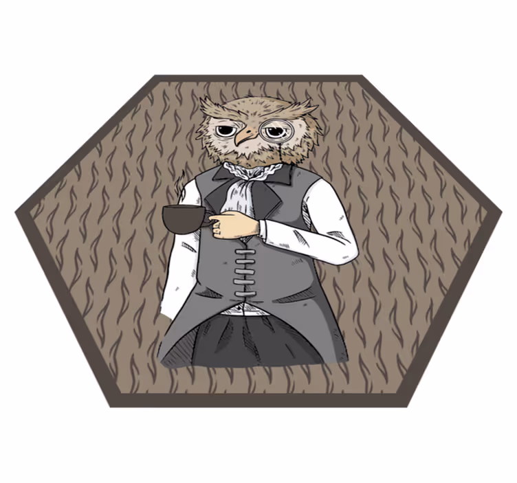 Dapper uil illustratie dieren vinyl tapijt - TenStickers