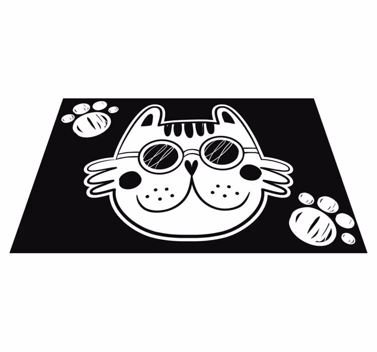 Cartoon kat illustratie vinyl tapijt kind - TenStickers