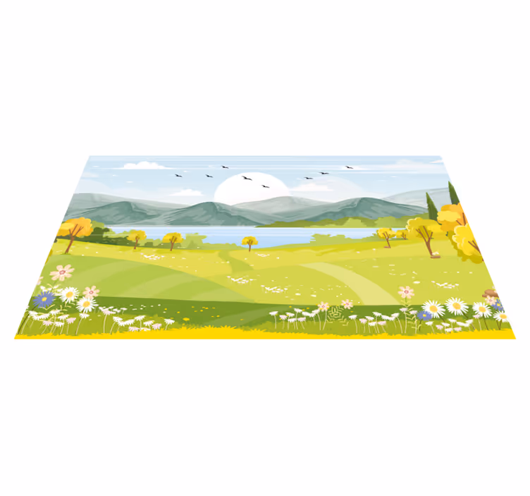 Pastoraal landschap vinyl tapijt natuur - TenStickers