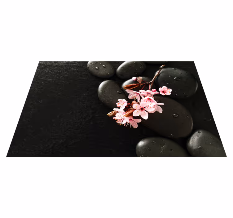 Zen stenen bloemen vinyl tapijt natuur - TenStickers