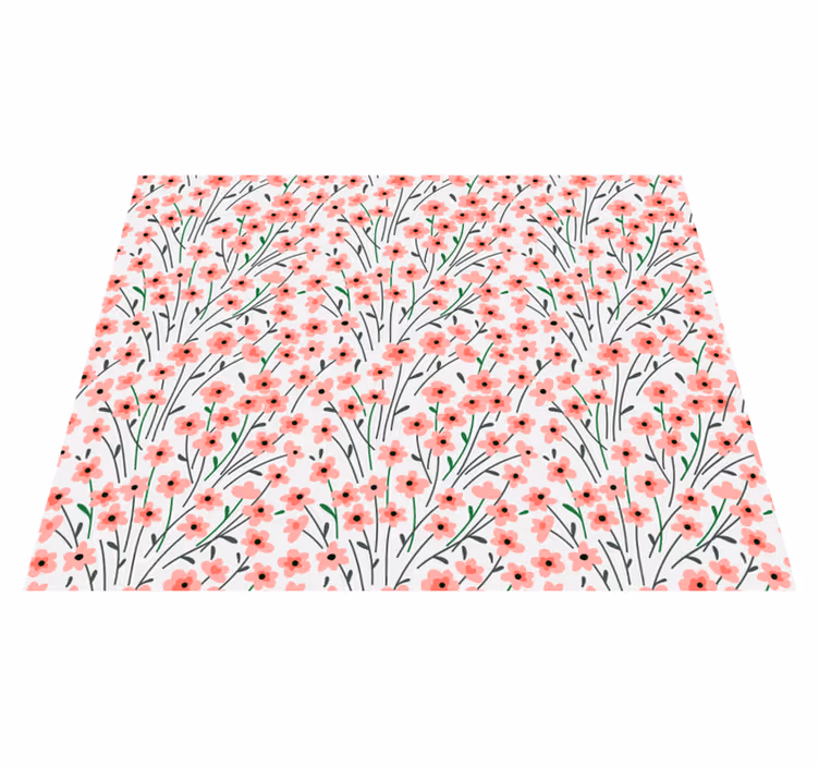 Ontwerp met bloemenbloesem vinyl tapijt bloemen en planten - TenStickers