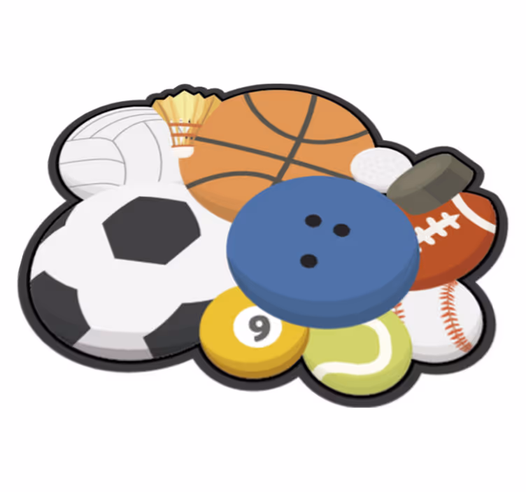 Sportcollage vinyl tapijt spel - TenStickers