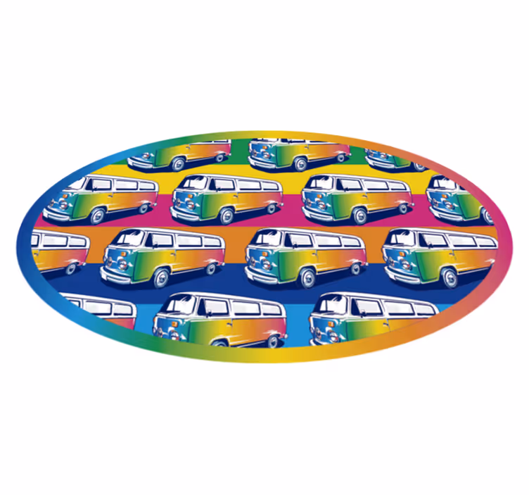 Parade van retro voertuigen vinyl tapijt meer kinderen - TenStickers
