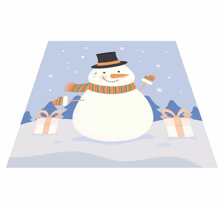 Sneeuwpopfeest vinyl tapijt kerstmis - TenStickers