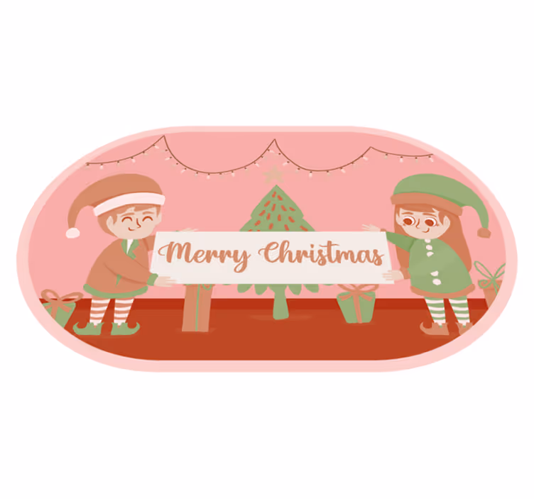 Feestelijke elfenscène vinyl tapijt kerstmis - TenStickers