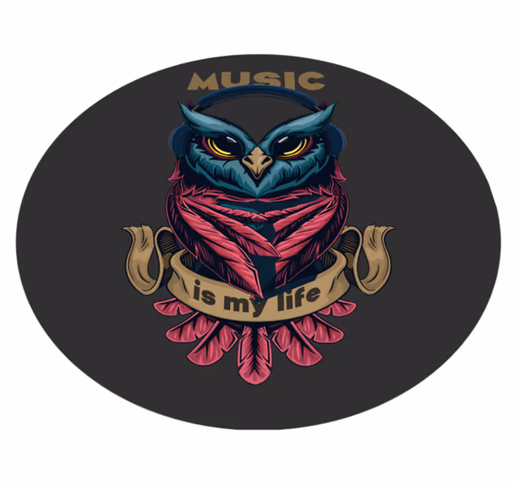 Uil muziek embleem vinyl tapijt tiener - TenStickers