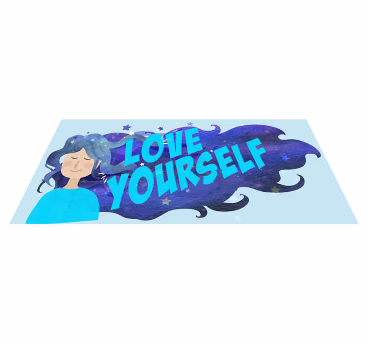 Hou van jezelf illustratie vinyl tapijt zinnen en teksten - TenStickers