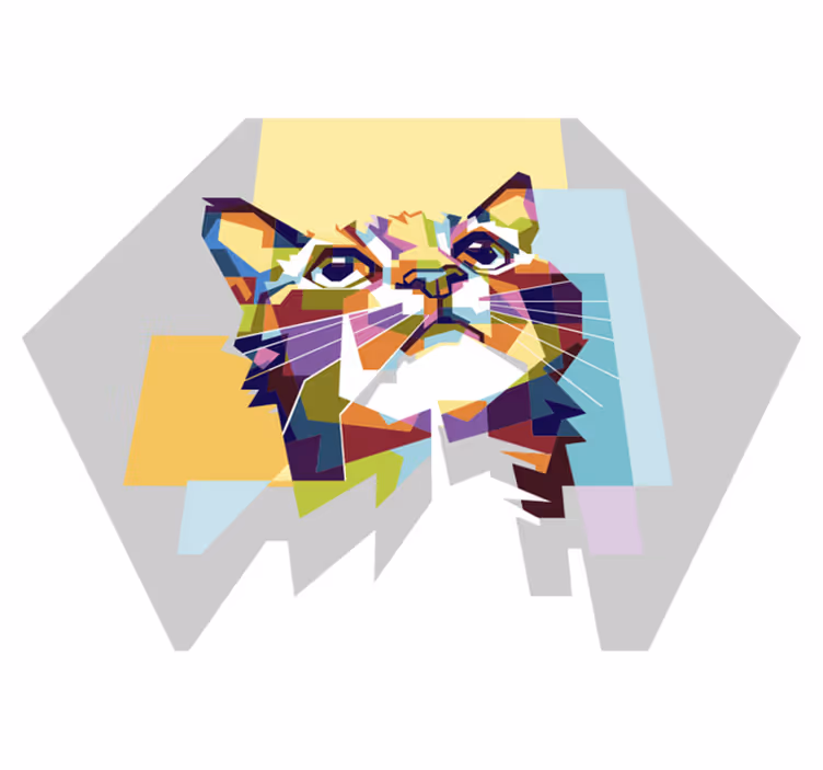 Geometrische kat vinyl tapijt geometrisch - TenStickers