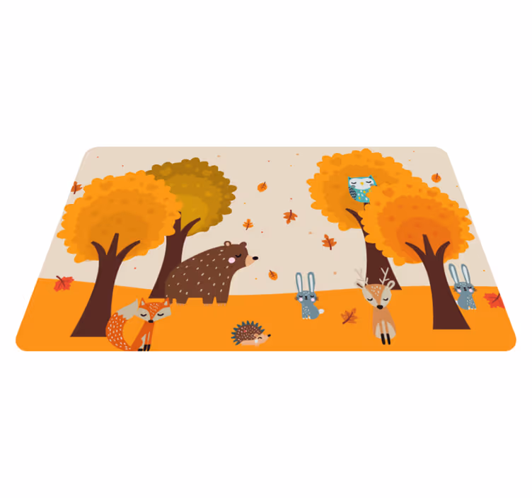 Herfstbosvrienden vinyl tapijt kind - TenStickers