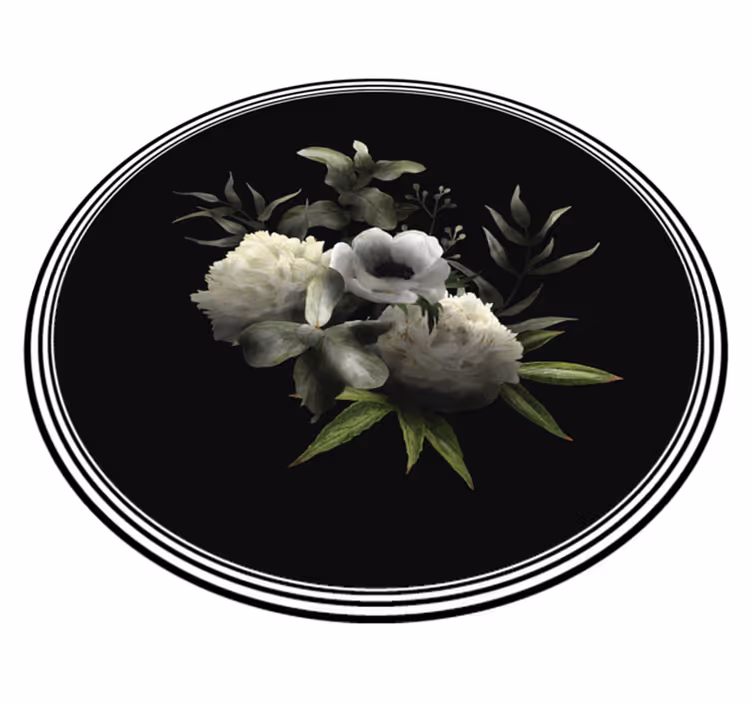 Vinyl tapijt bloemen en planten monochrome elegantie - TenStickers