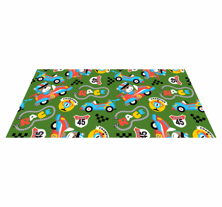Speels racecircuit vinyl tapijt meer kinderen - TenStickers