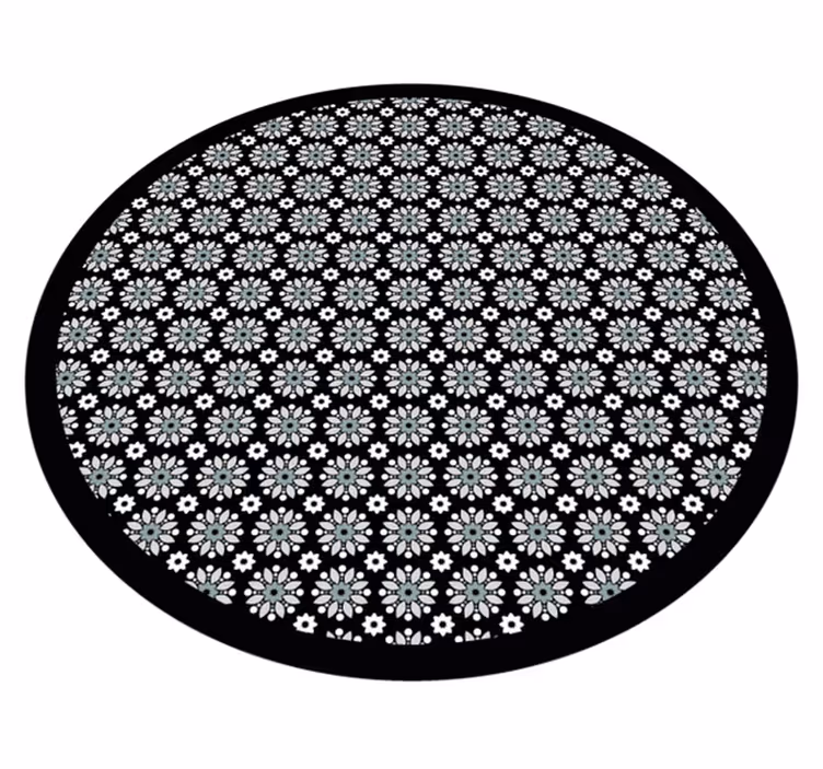 Vinyl tapijt bloemen en planten rond patroon - TenStickers